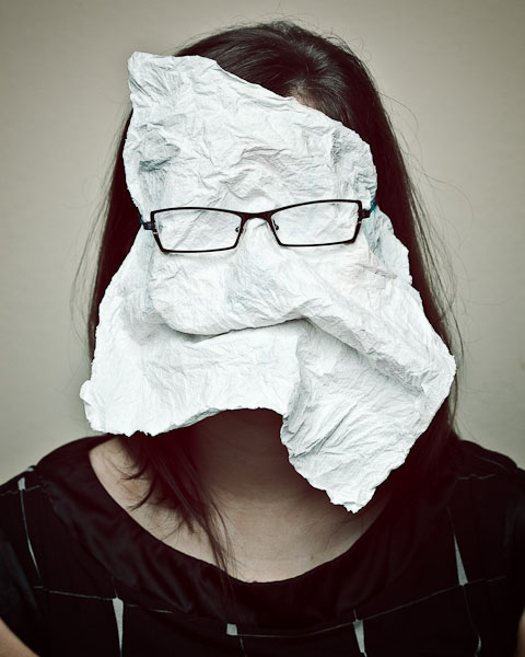 austin portrait photographer humorous editorial image of a girl with a napkin face