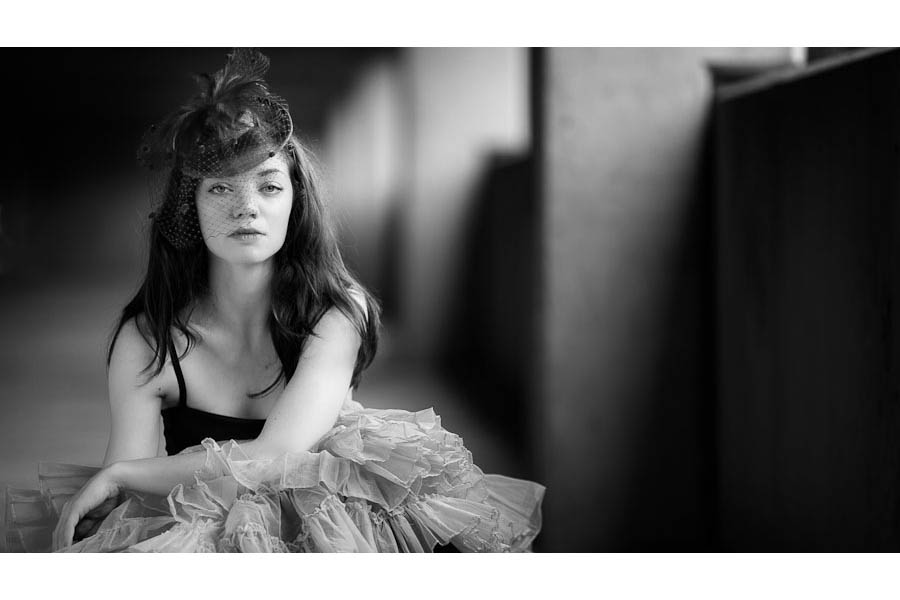 austin portrait photographer black and white portrait of a girl in a tutu