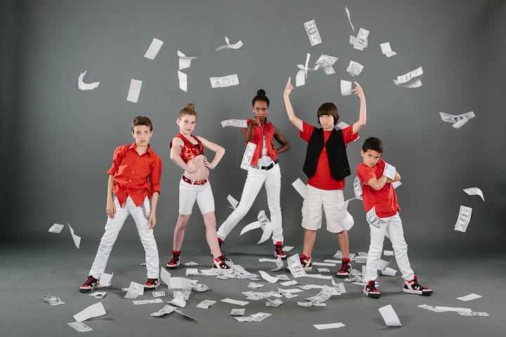Dance team group photo Dance team group photo with money flying in the hair
