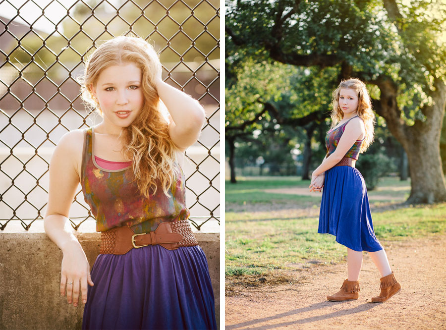 portrait of a highschool girl outdoors in the sun